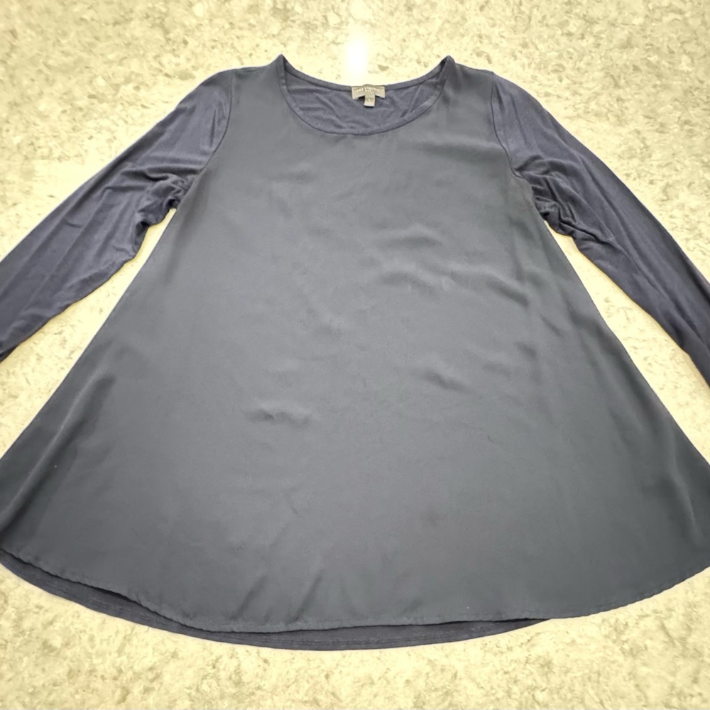 The Limited Classic Navy Mixed Media Tunic Top